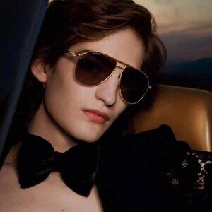 Gucci GG1220S 002 Sunglasses Gold Aviator Frame, Brown Lenses